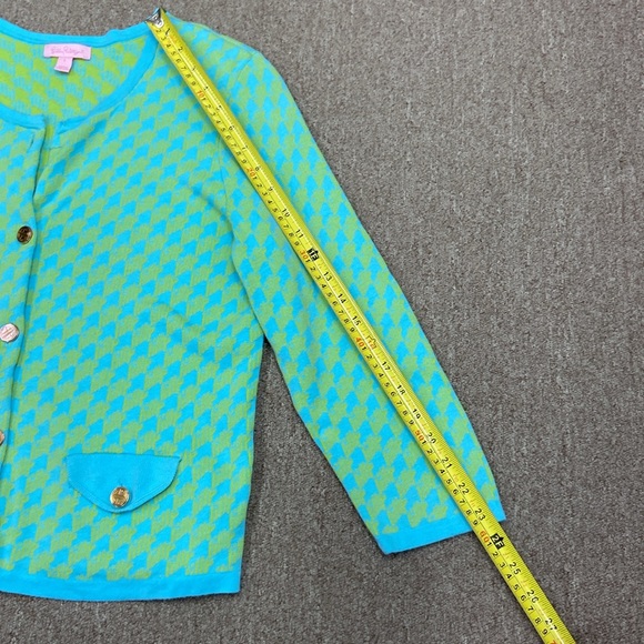 Lilly Pulitzer green and blue houndstooth cardigan - size Large - Picture 5 of 10